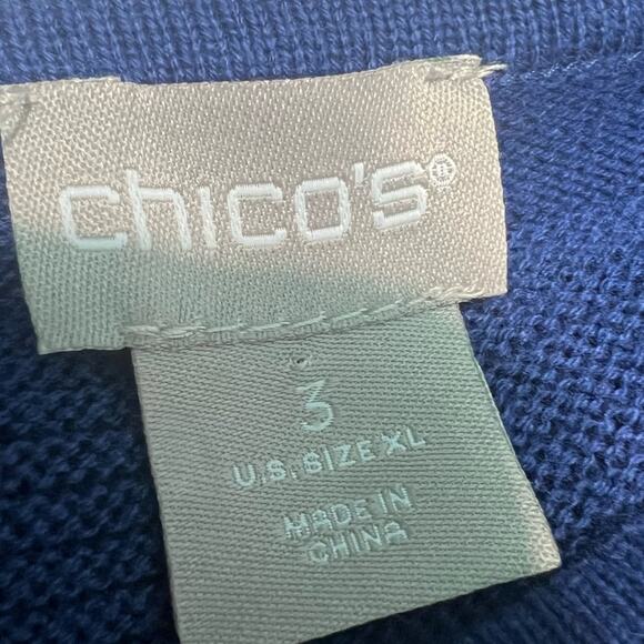 Chicos XL Striped Button Shoulder Pullover Sweater‎ Ribbed Stripes 3/4 Sleeves - Picture 9 of 11